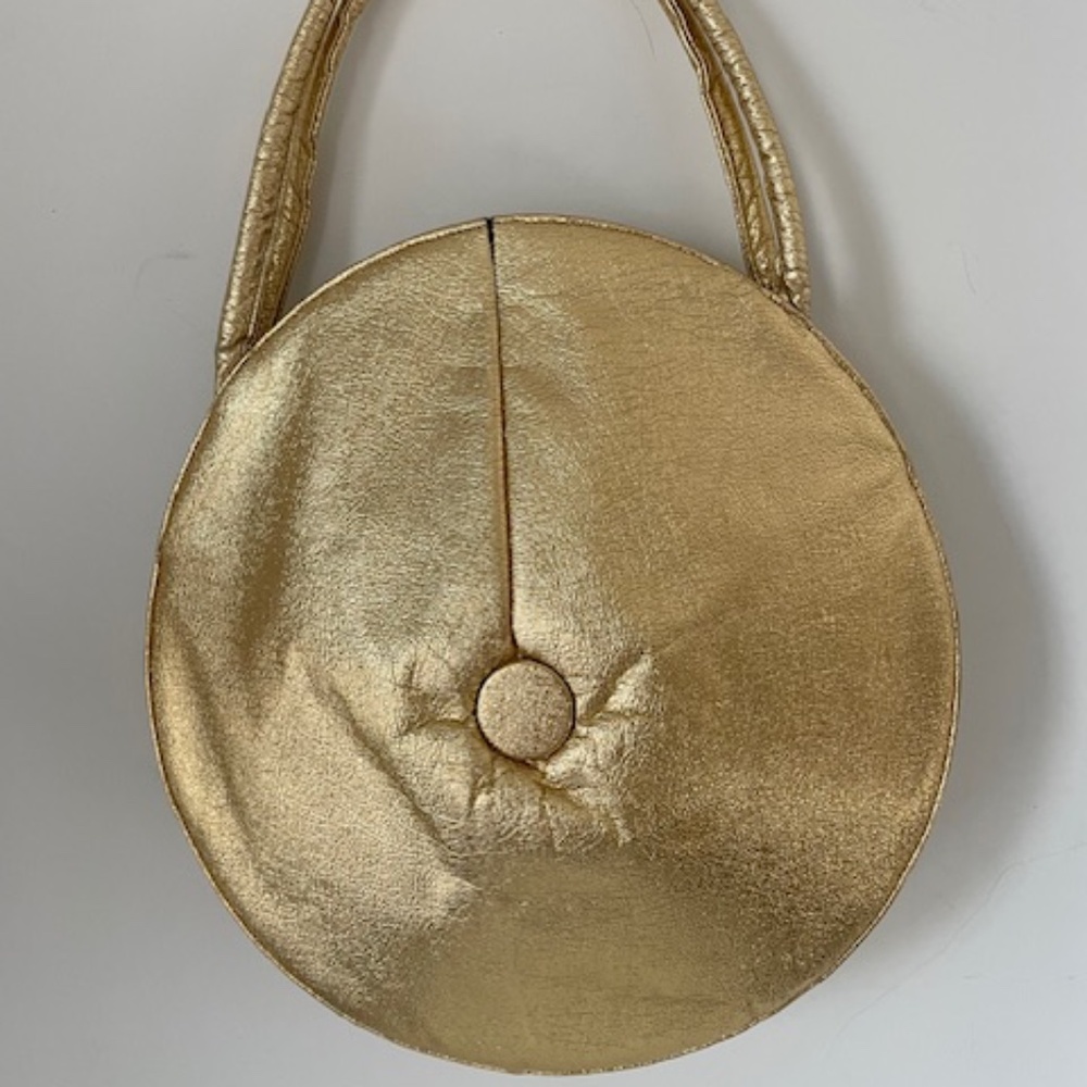 Vintage Metallic Round Twin Handle Shoulder Bag